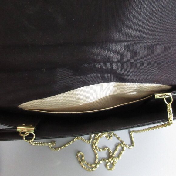 Crossbody Purse Black Faux Patent Leather Envelope Flap Clutch Bag Magnetic Snap - Picture 8 of 8